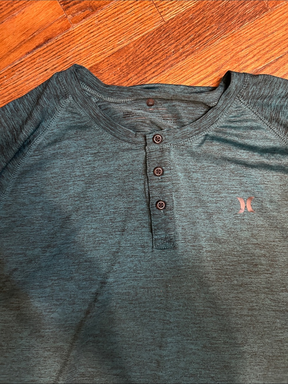 Hurley Men's Long Sleeve Henley in Deep Teal - Picture 3 of 9